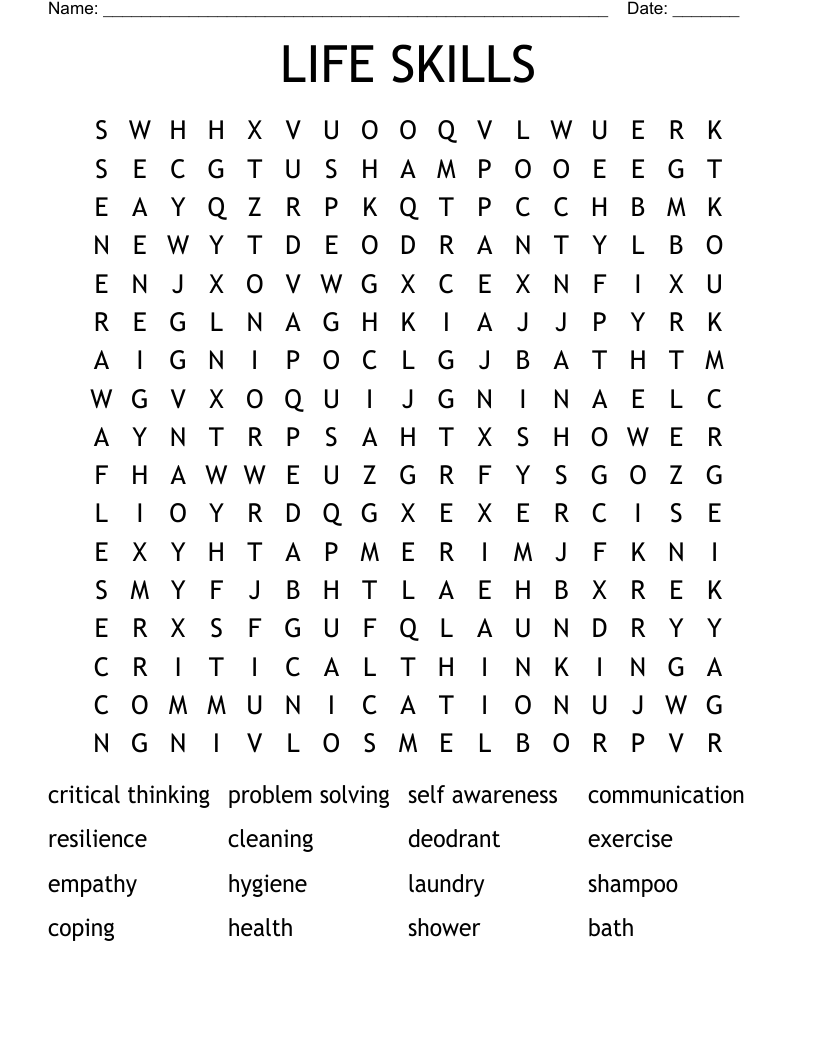 LIFE SKILLS Word Search