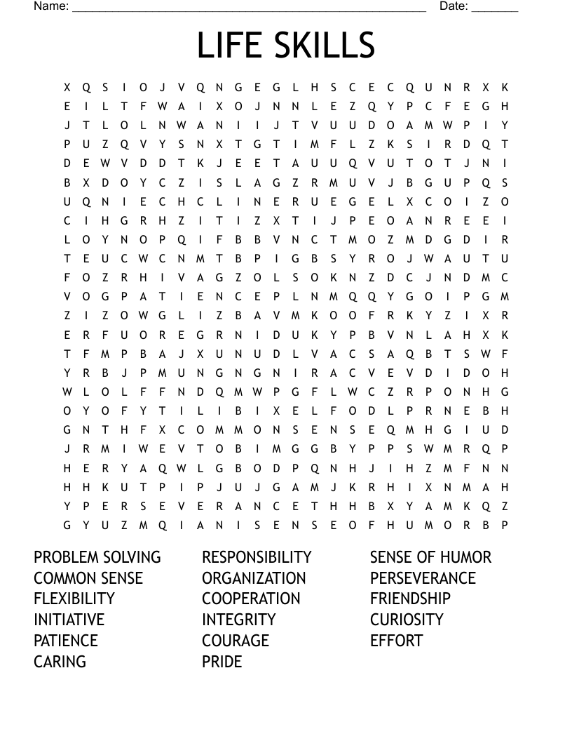 LIFE SKILLS Word Search