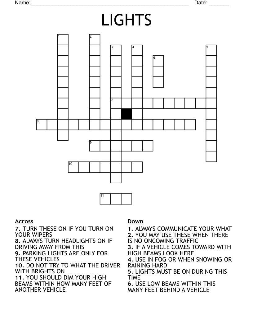 LIGHTS Crossword
