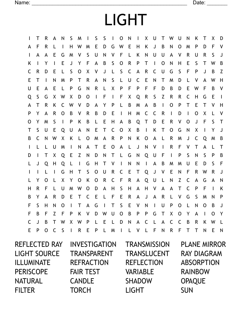 LIGHT Word Search