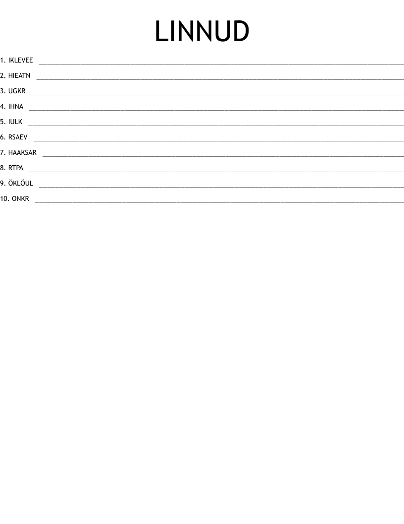 LINNUD Word Scramble