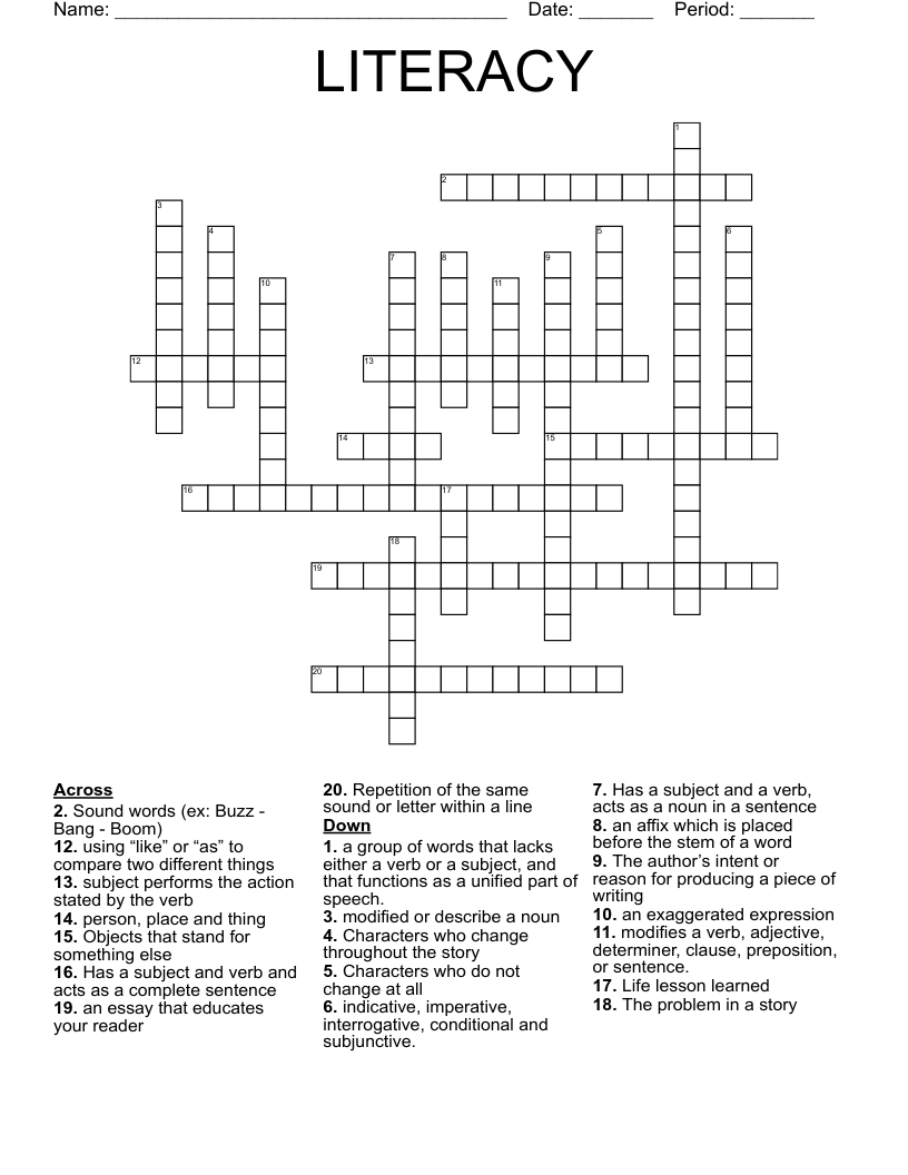 LITERACY Crossword