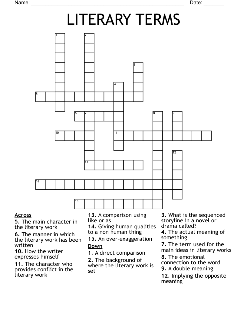 LITERARY TERMS Crossword