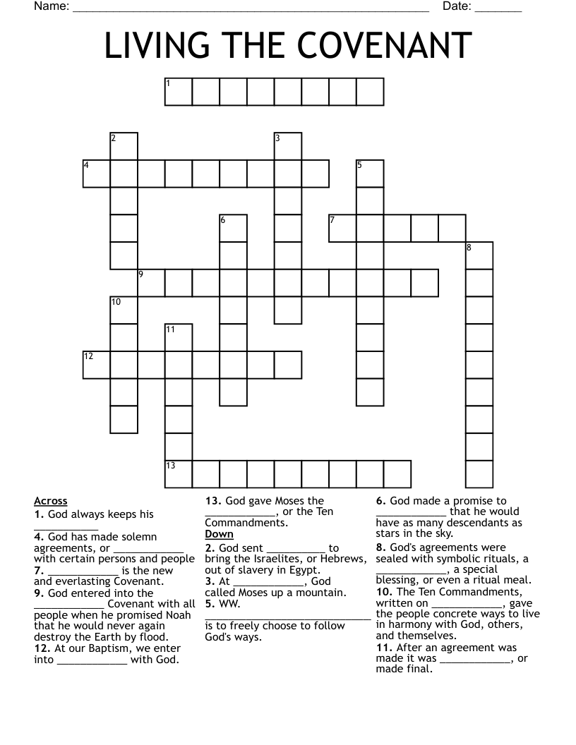 LIVING THE COVENANT Crossword