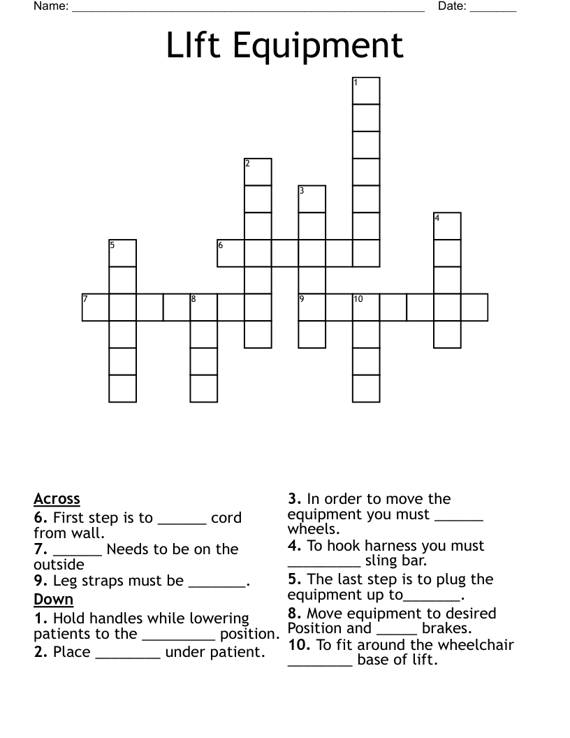 LIft Equipment Crossword