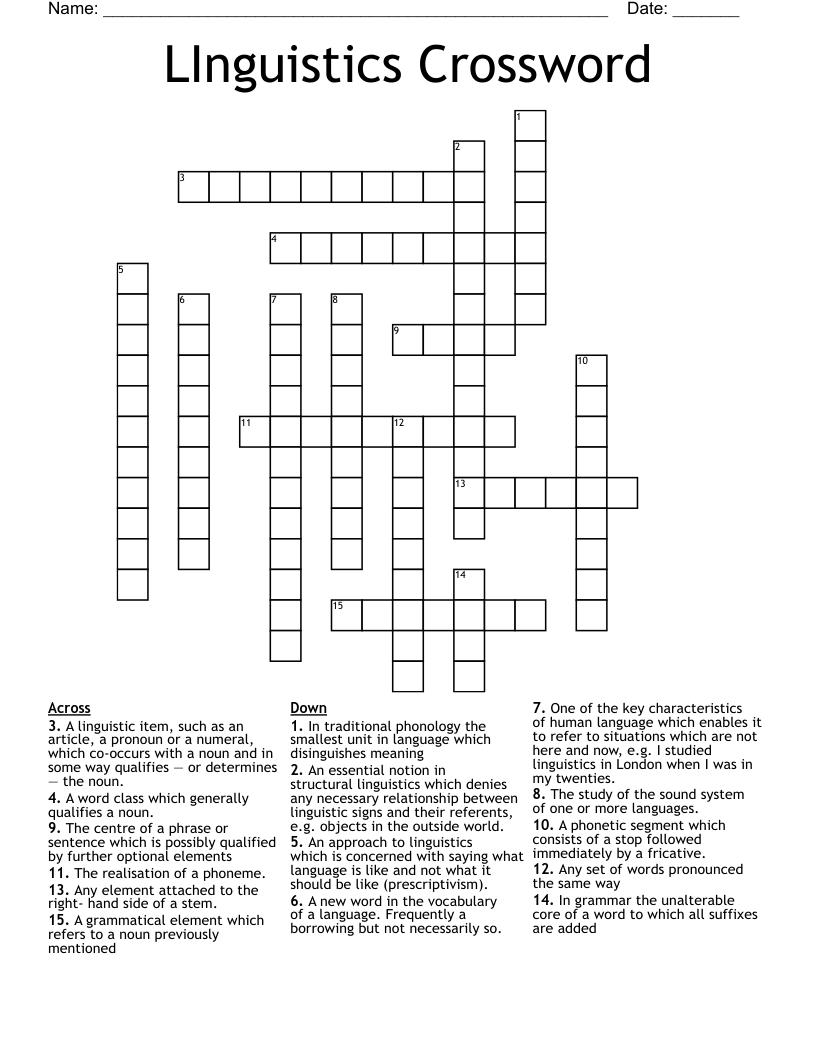 LInguistics Crossword