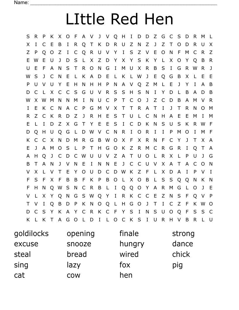 LIttle Red Hen Word Search