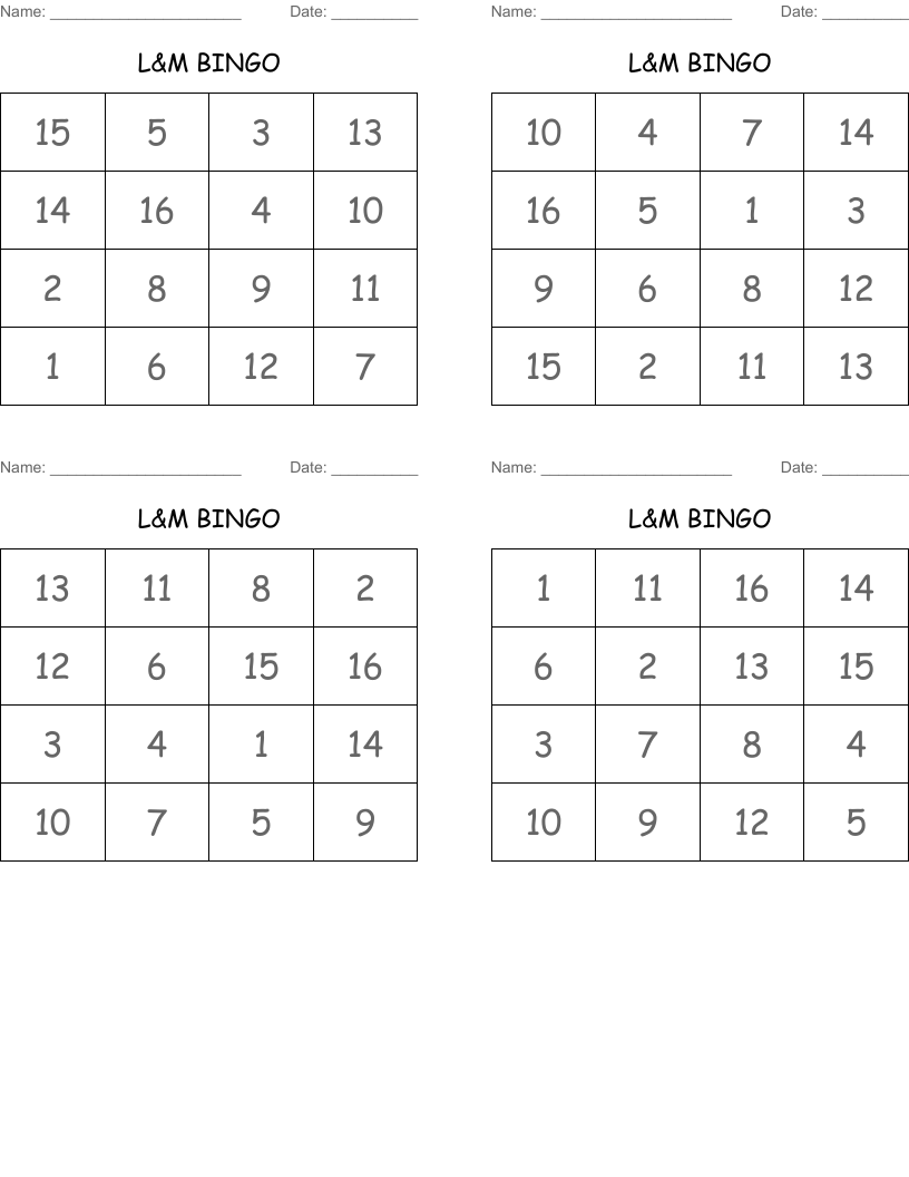 L&M BINGO