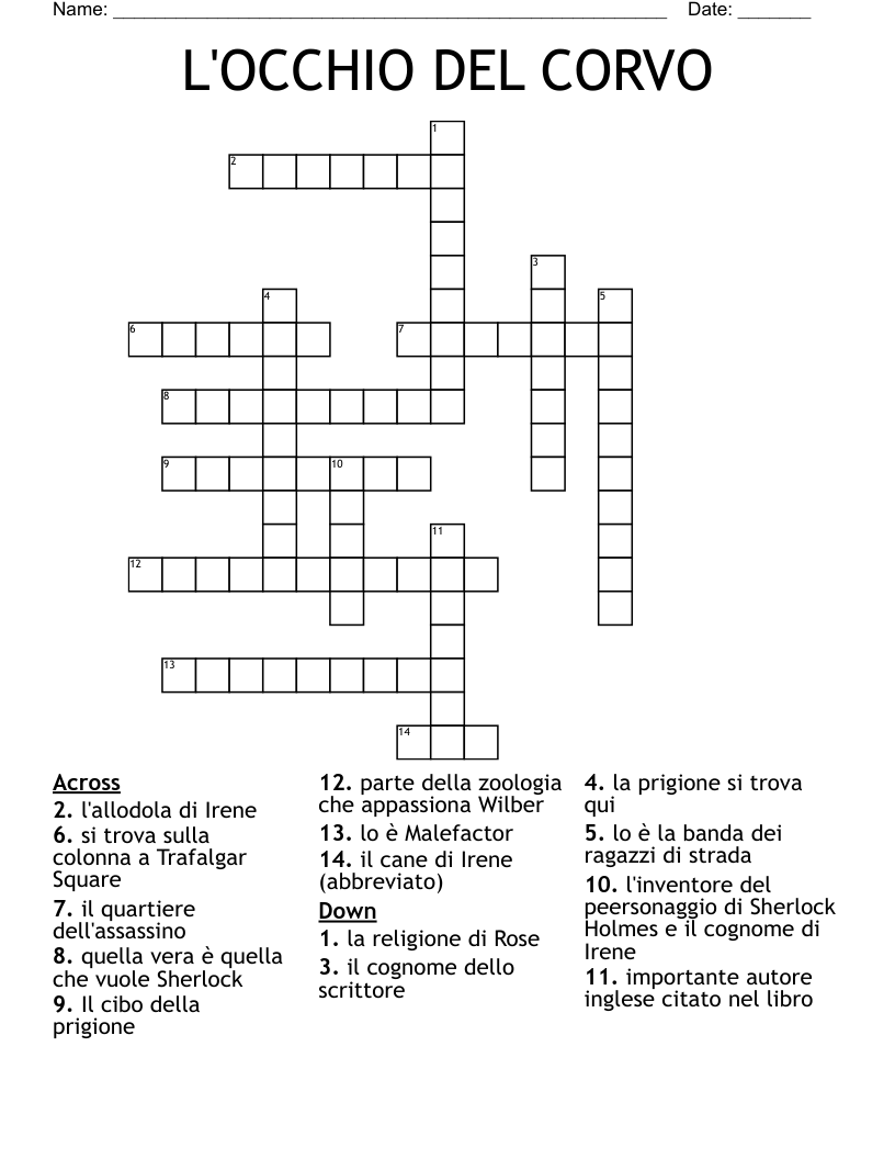 L'OCCHIO DEL CORVO Crossword