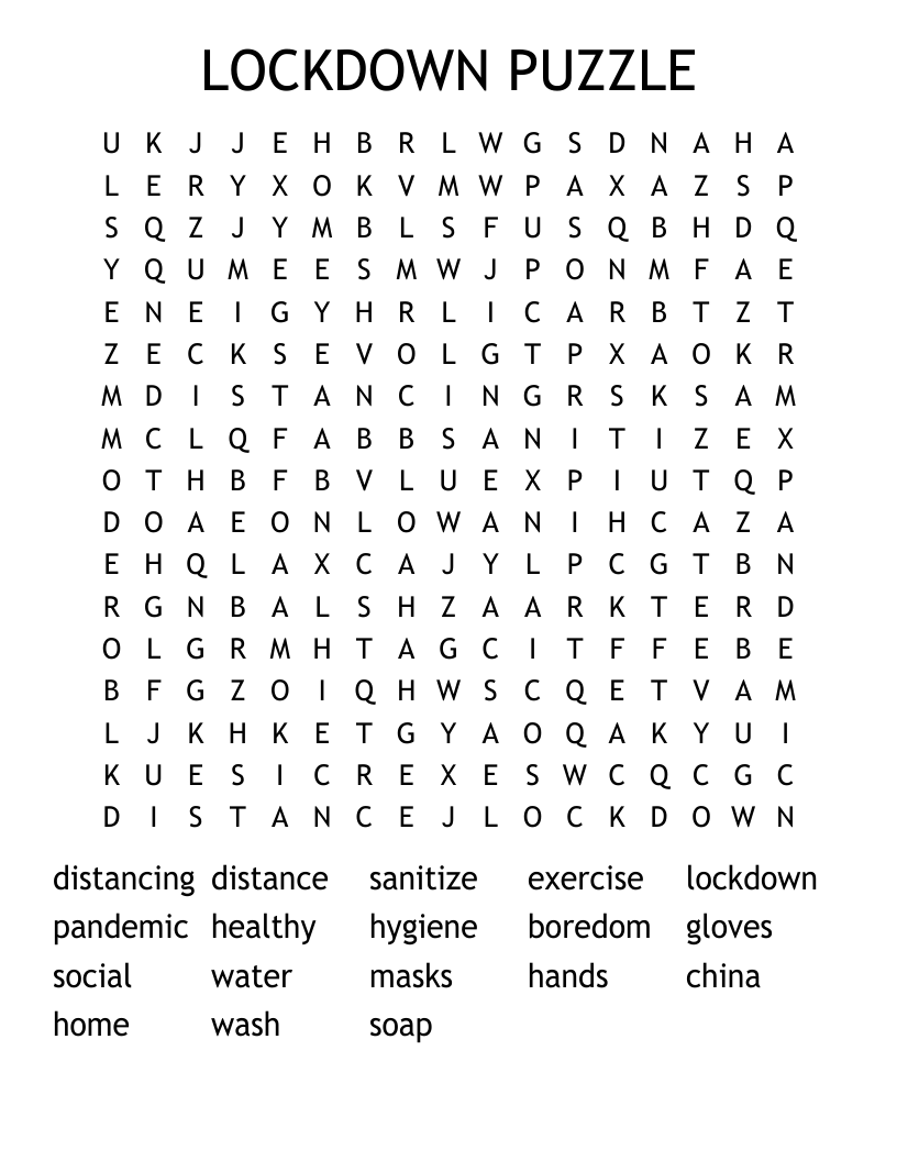 LOCKDOWN PUZZLE Word Search