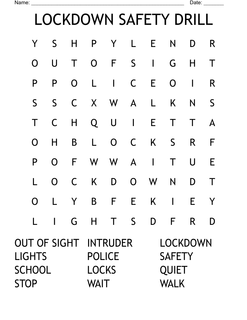LOCKDOWN SAFETY DRILL Word Search