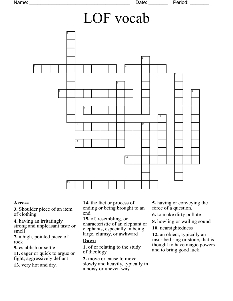 LOF vocab Crossword