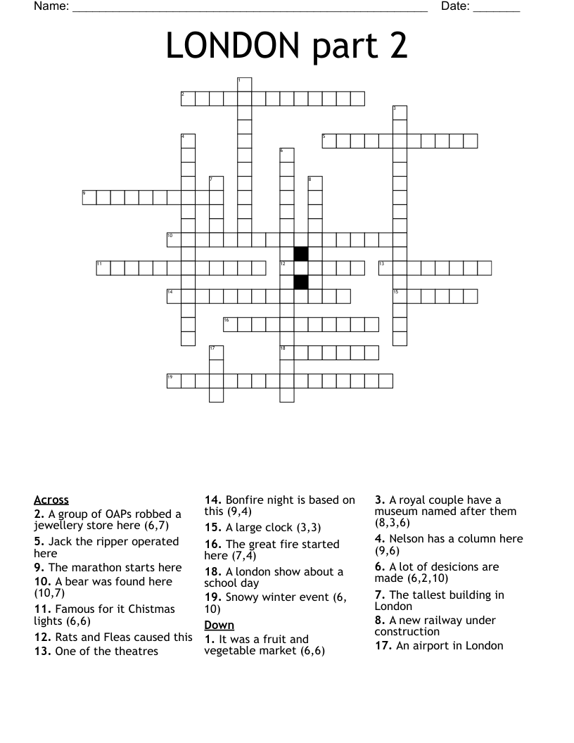 LONDON part 2 Crossword