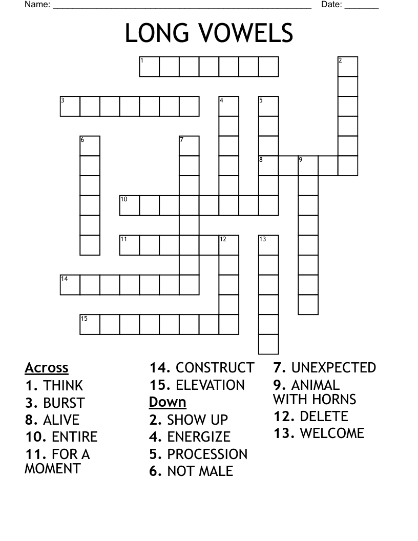 LONG VOWELS Crossword