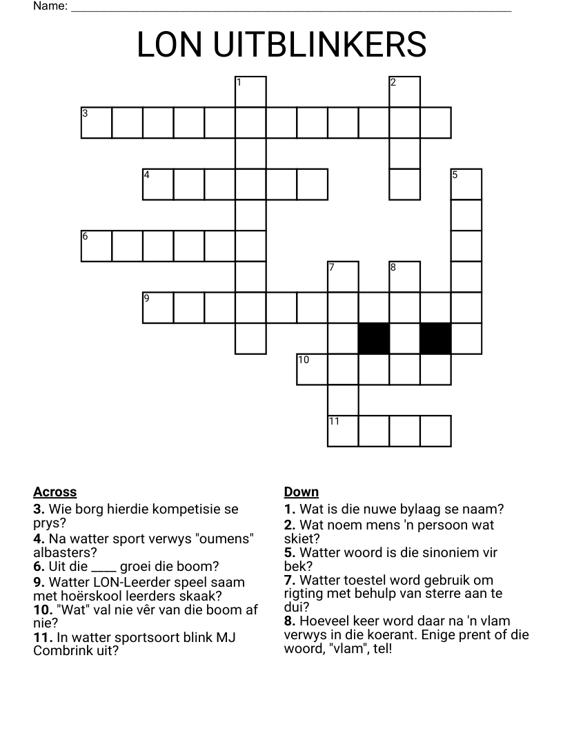LON UITBLINKERS Crossword