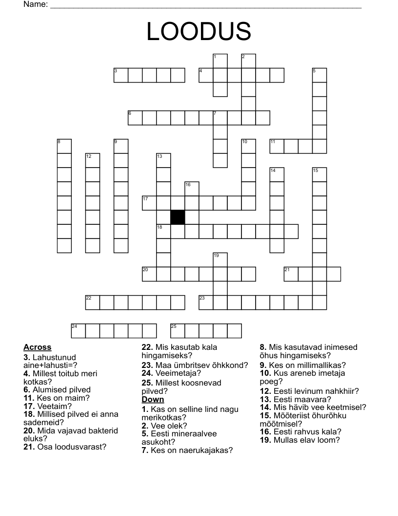 LOODUS Crossword