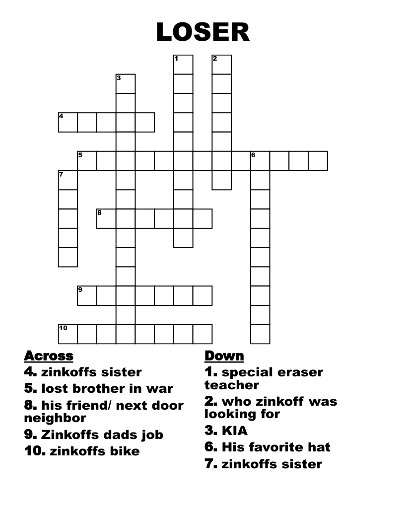 LOSER Crossword