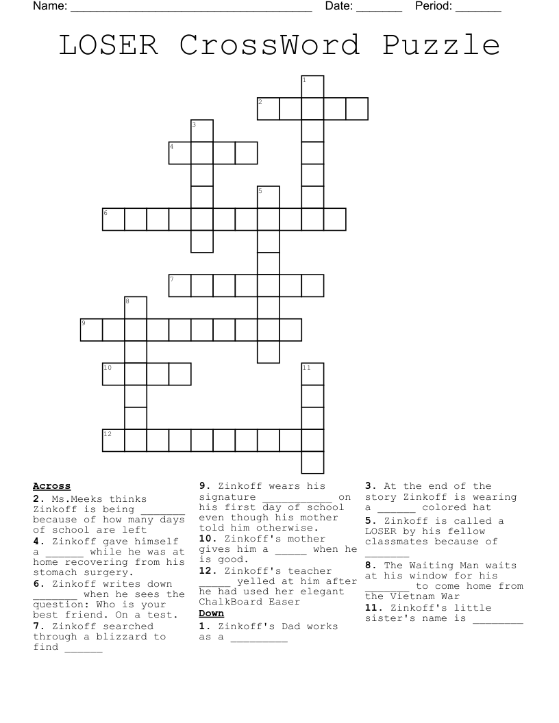 LOSER CrossWord Puzzle
