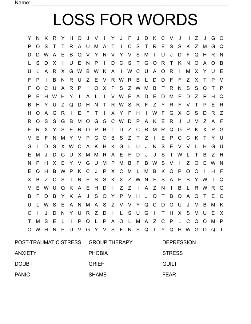 LOSS FOR WORDS Word Search