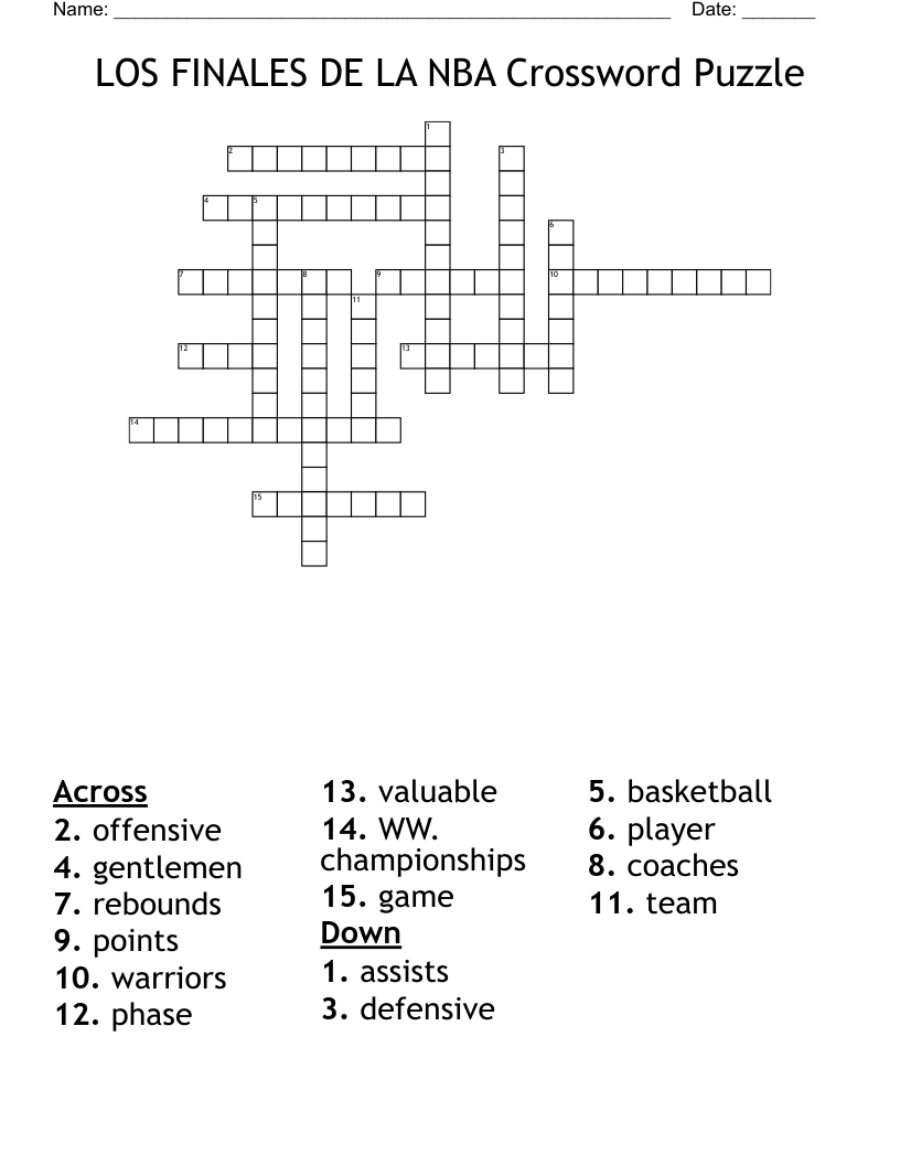 LOS FINALES DE LA NBA Crossword Puzzle