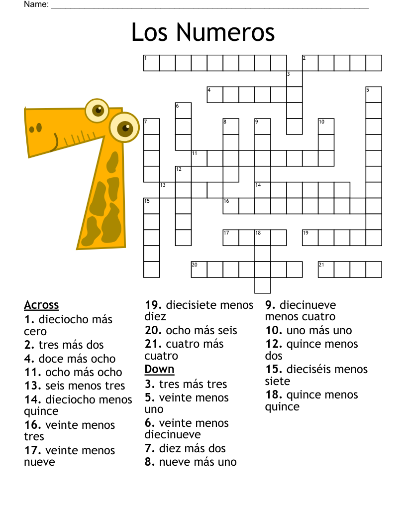 Los Numeros Crossword