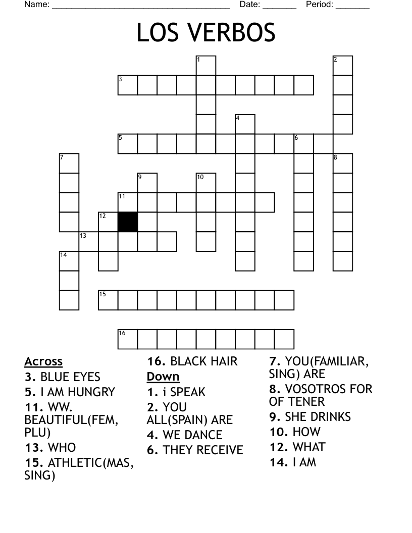 LOS VERBOS Crossword