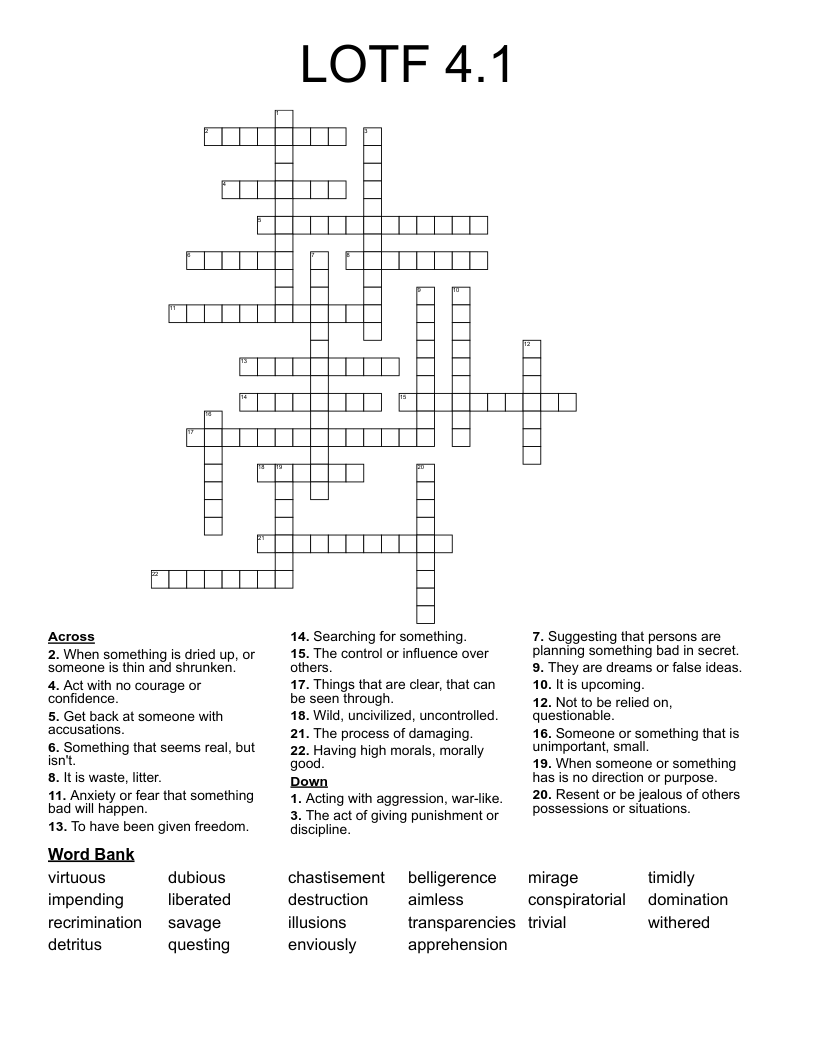 LOTF 4.1 Crossword