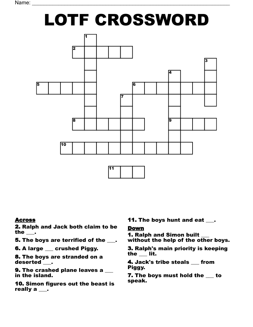 LOTF CROSSWORD