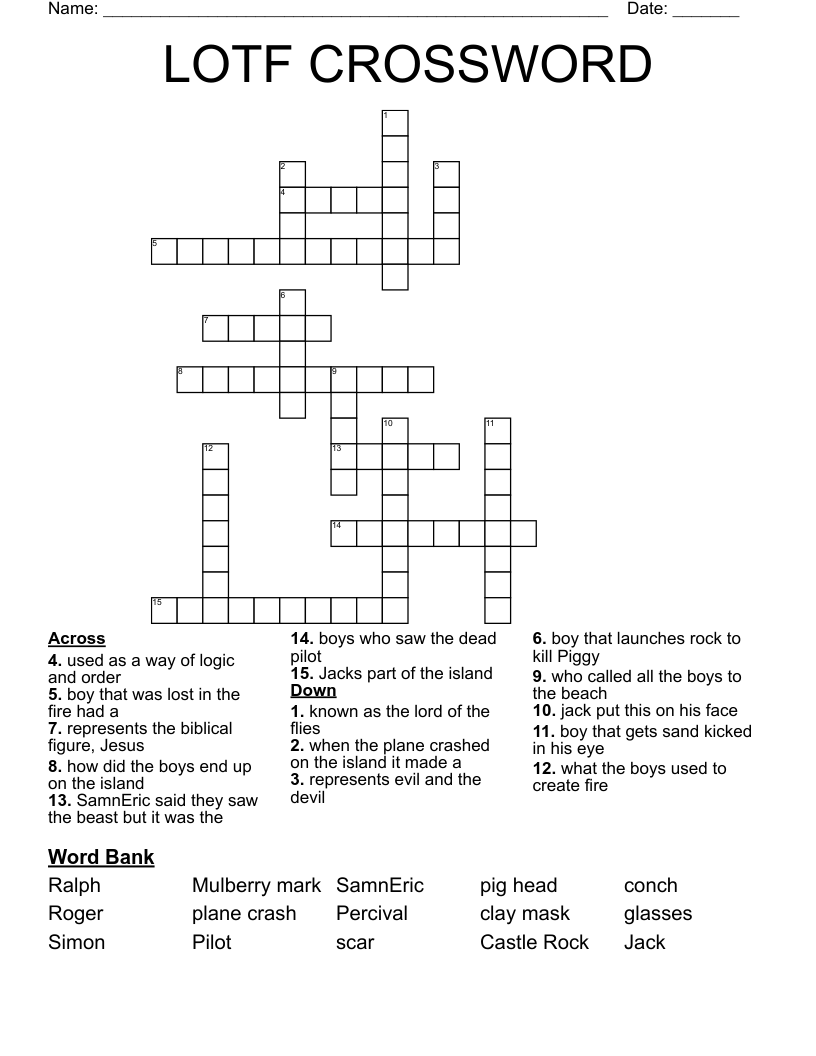 LOTF CROSSWORD