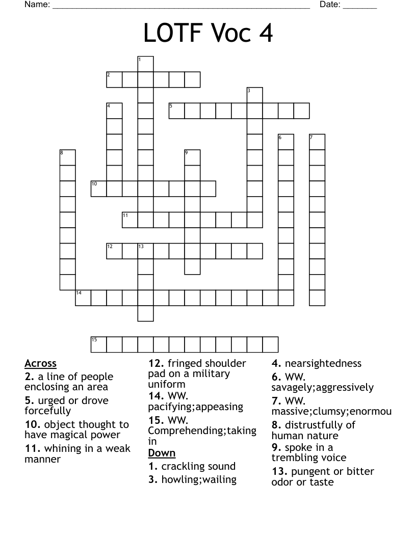 LOTF Voc 4 Crossword