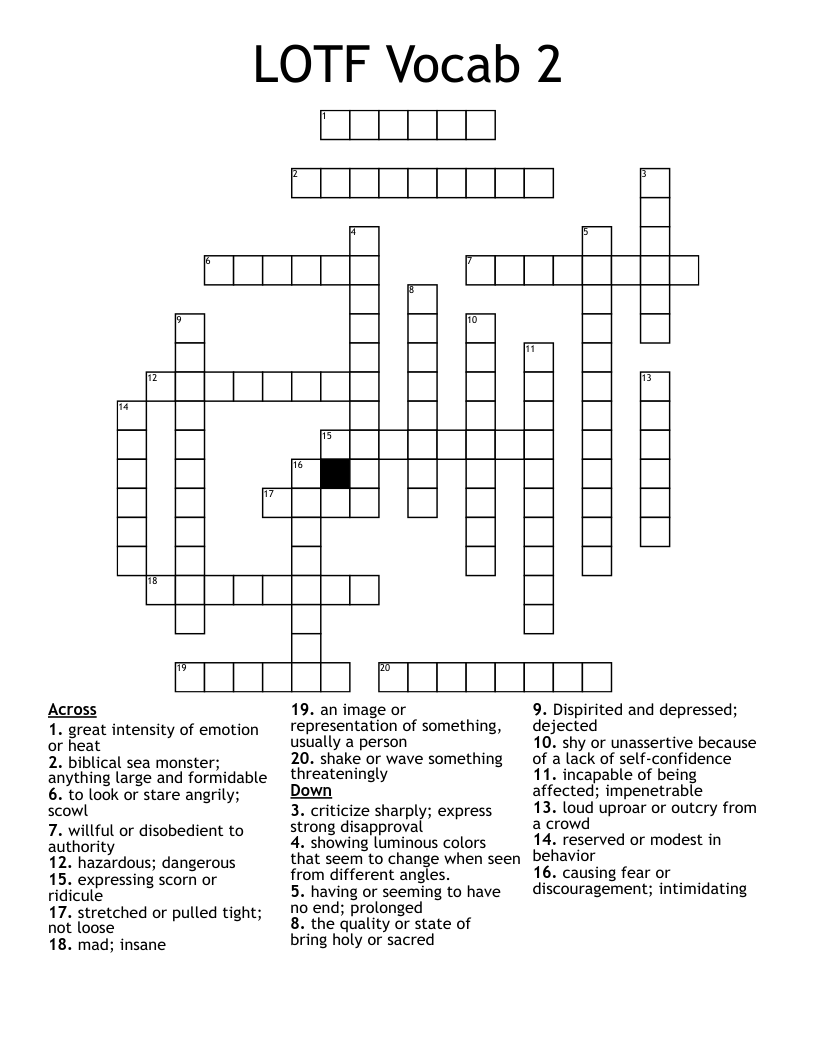 LOTF Vocab 2 Crossword