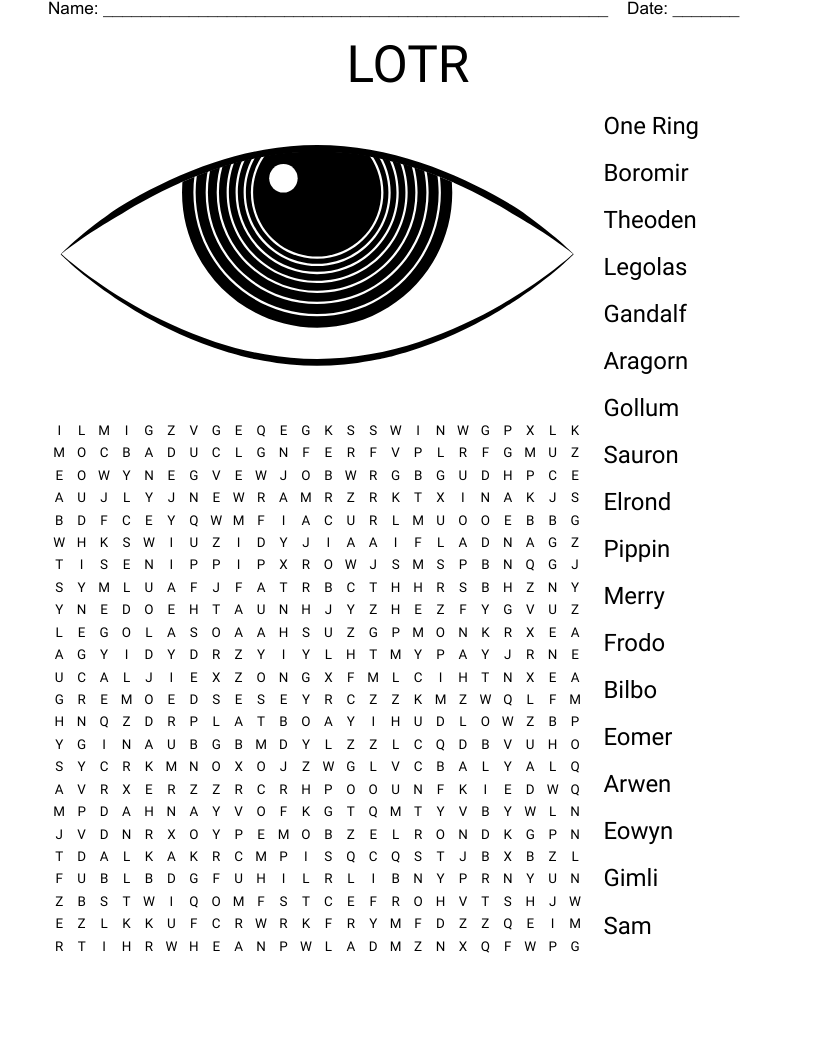 LOTR Word Search