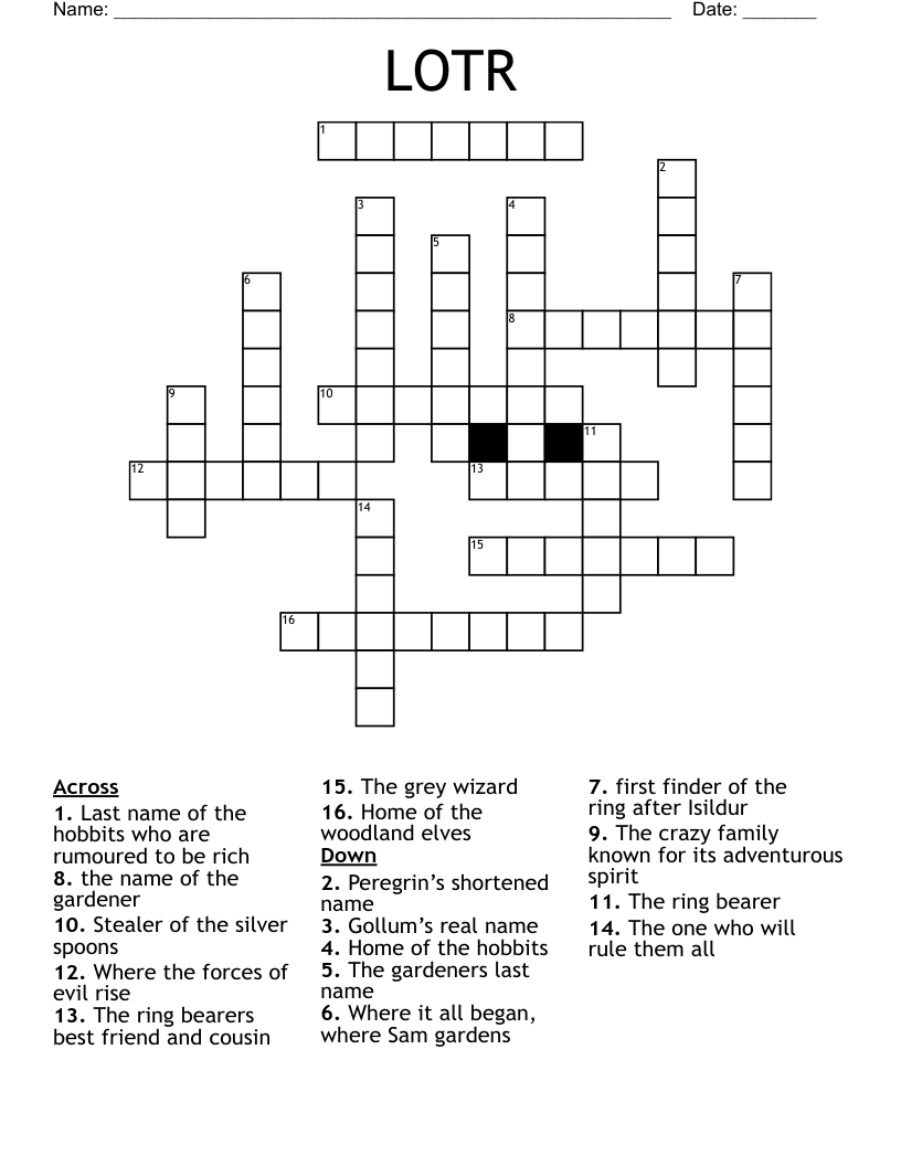LOTR Crossword