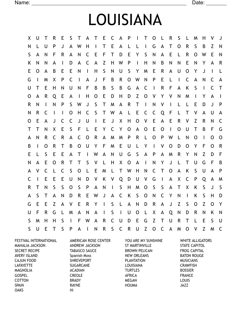 LOUISIANA Word Search