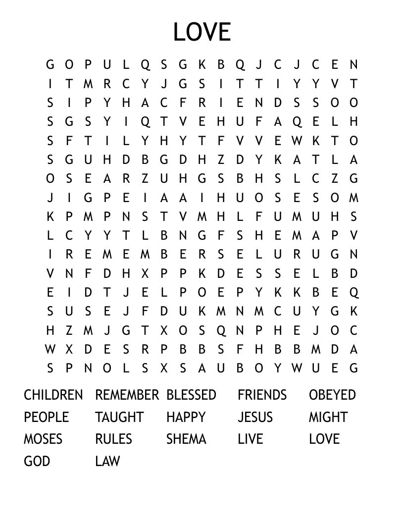 LOVE Word Search