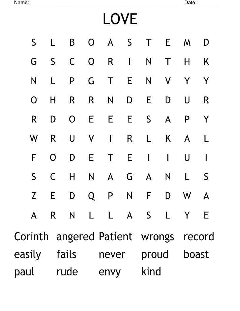 LOVE Word Search