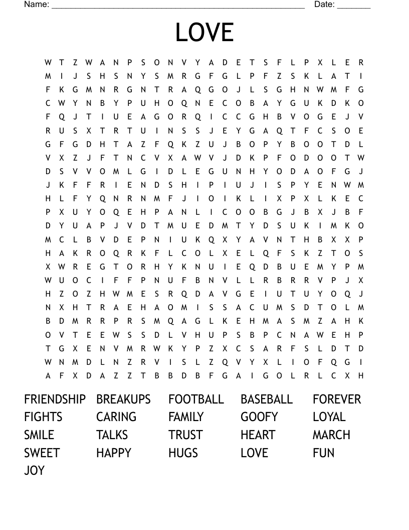 LOVE Word Search