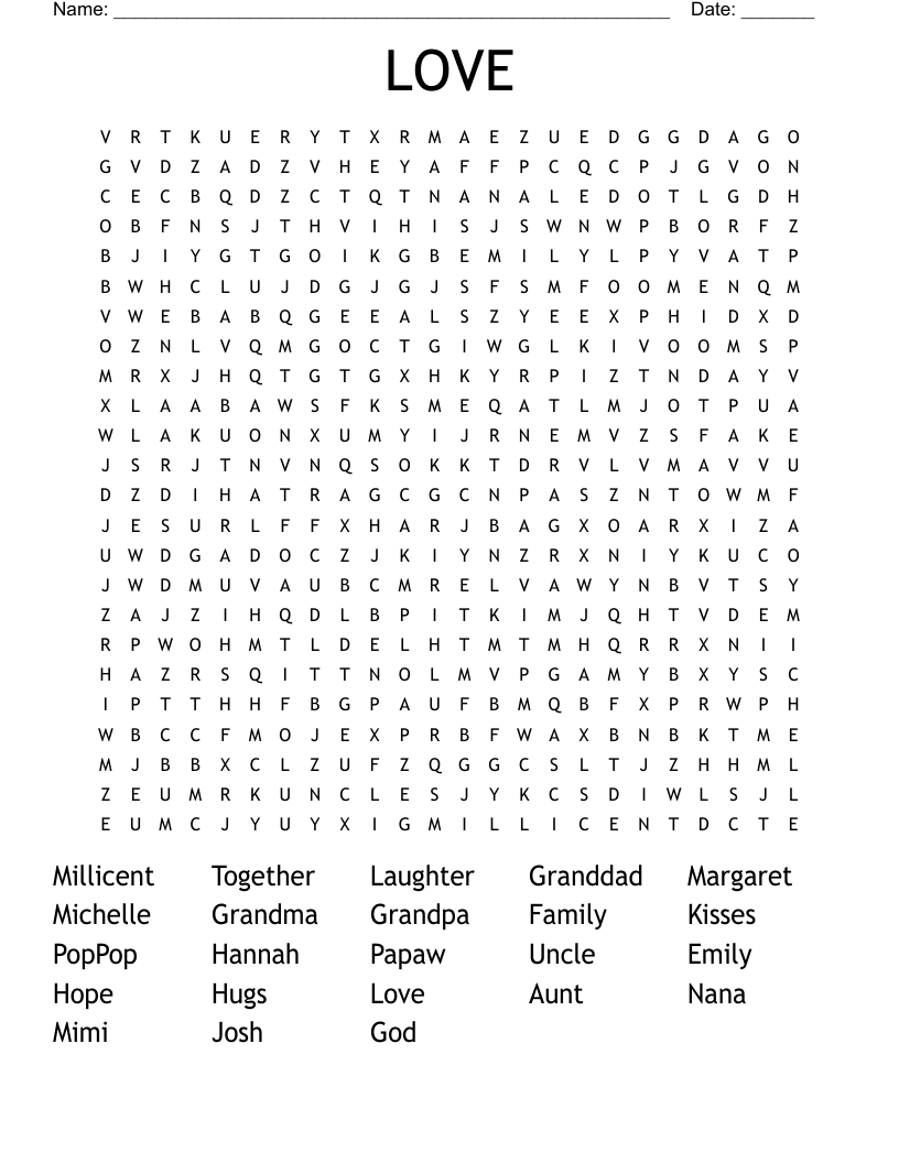 LOVE Word Search