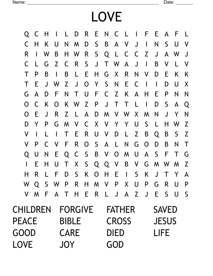 LOVE Word Search