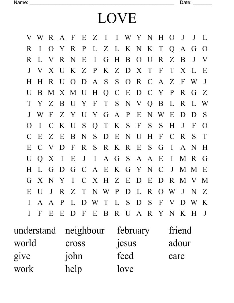 LOVE Word Search