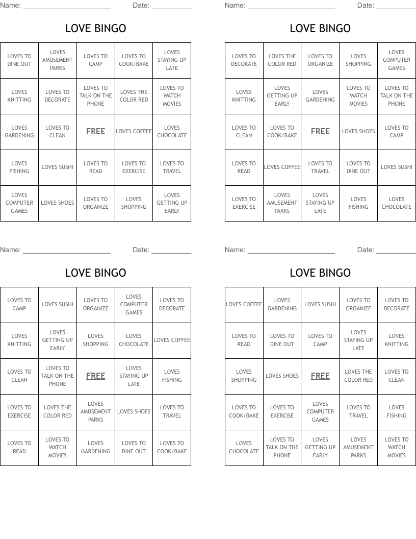 LOVE BINGO