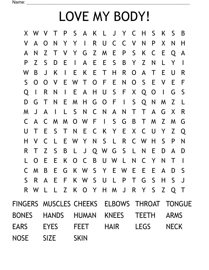 LOVE MY BODY! Word Search