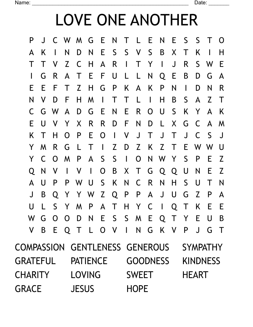 LOVE ONE ANOTHER Word Search