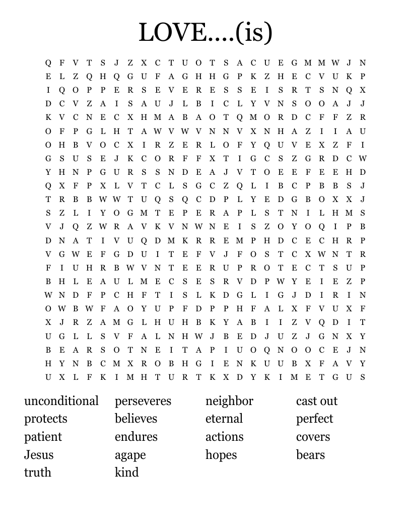 LOVE....(is) Word Search