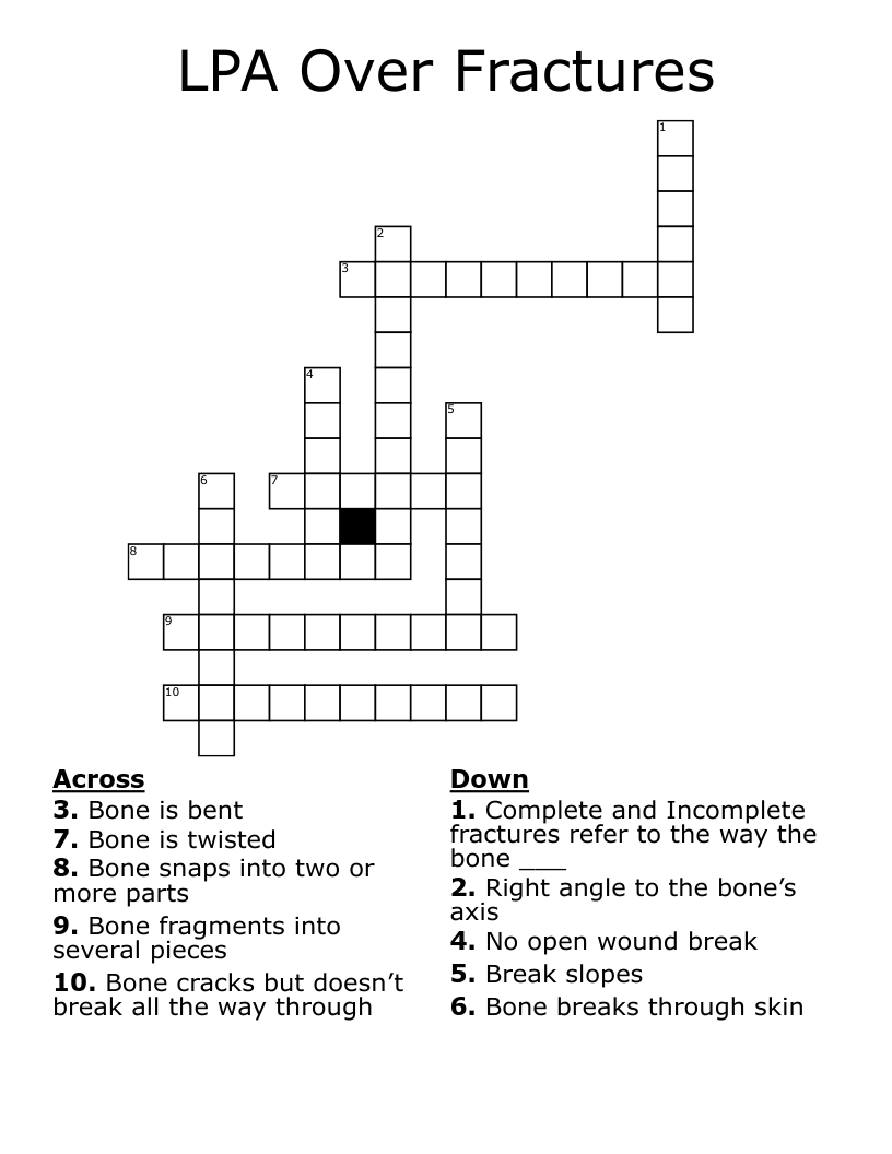 LPA Over Fractures Crossword