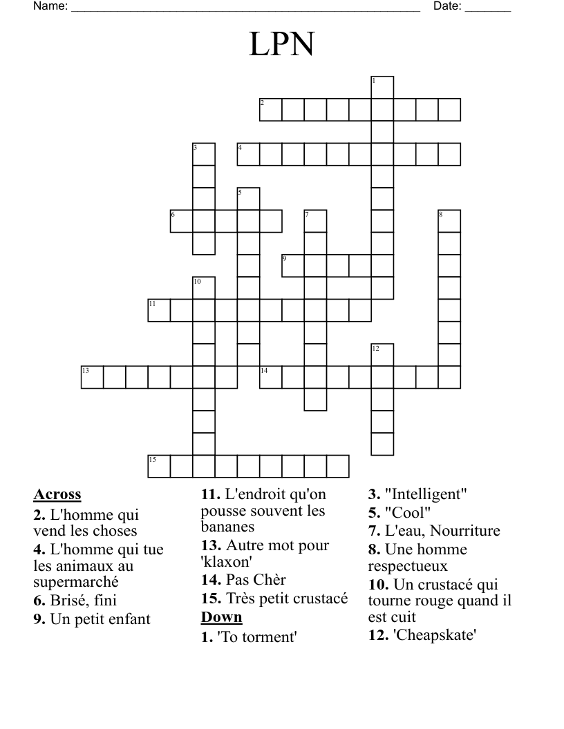 LPN Crossword