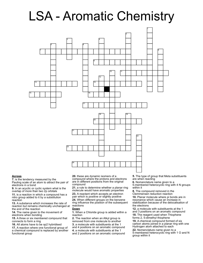 LSA - Aromatic Chemistry  Crossword