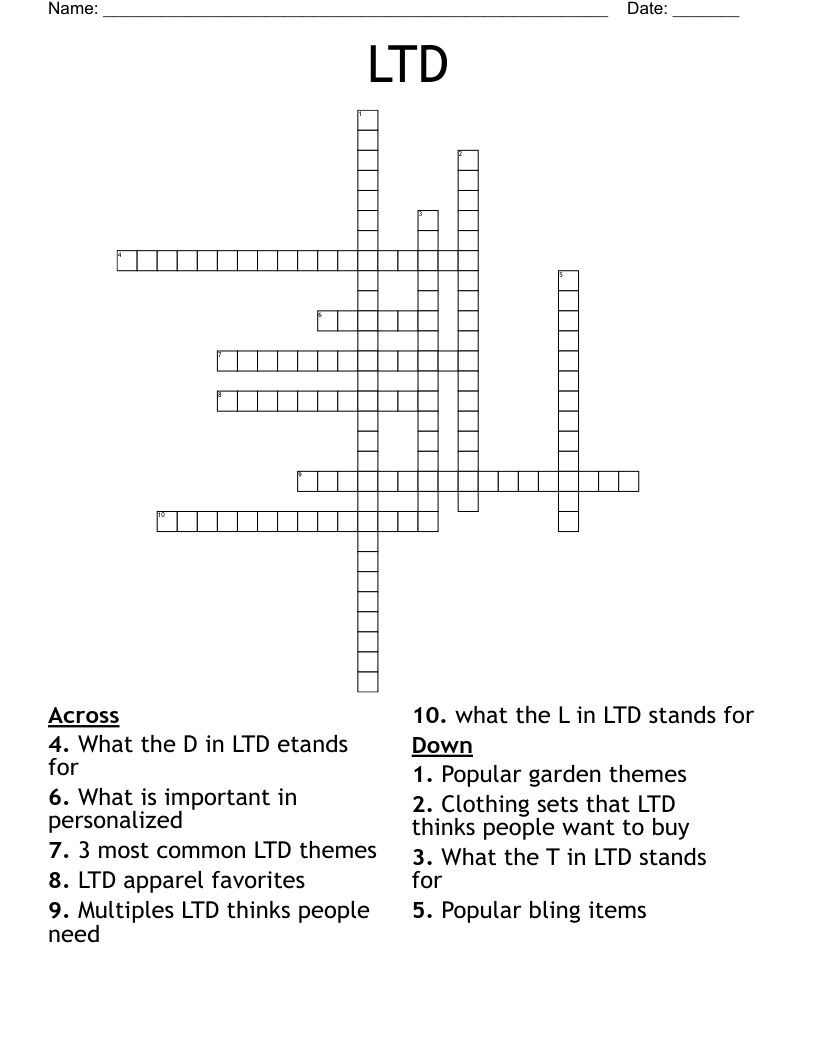 LTD Crossword