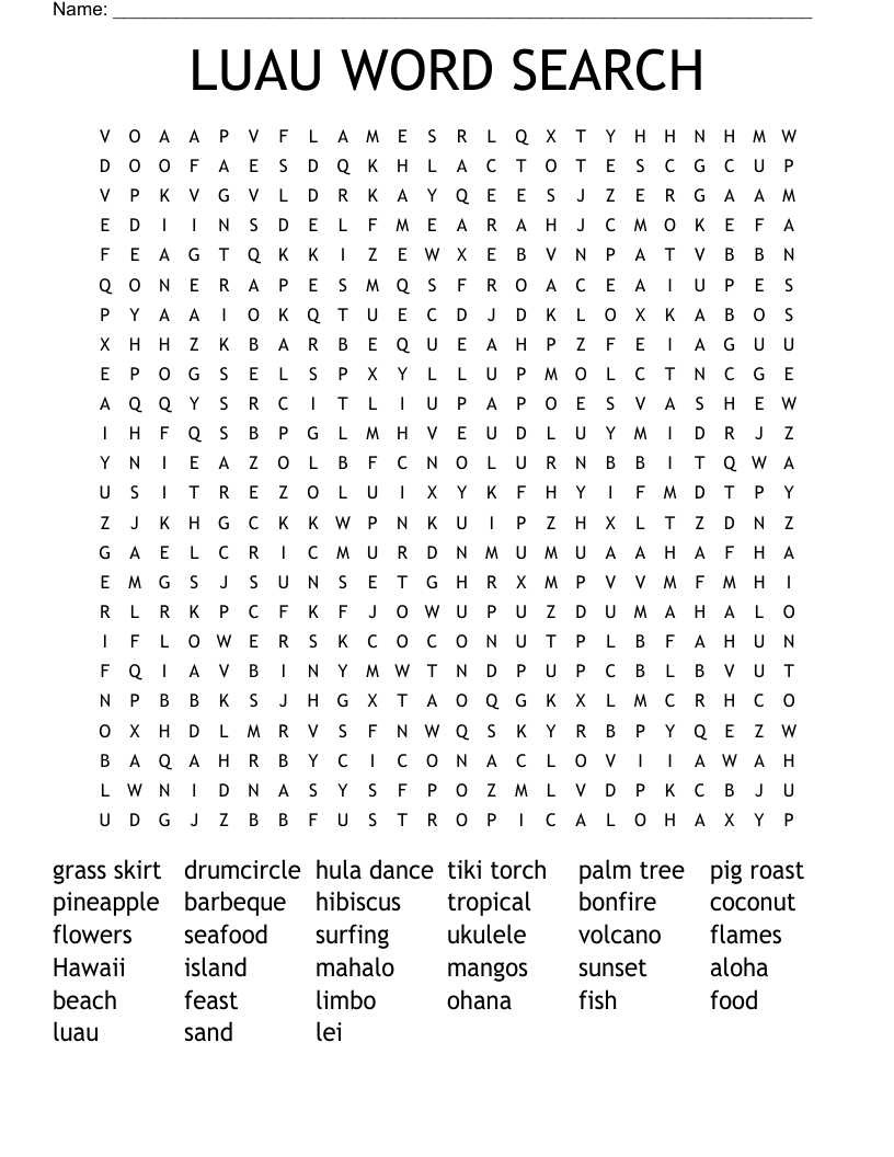 LUAU WORD SEARCH