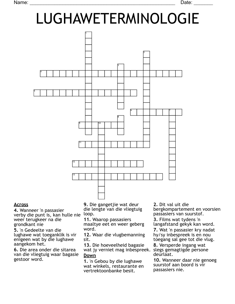 LUGHAWETERMINOLOGIE Crossword